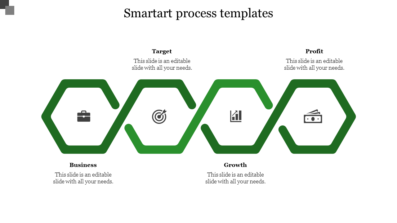 Free - Use SmartArt Process Templates With Four Nodes Slide